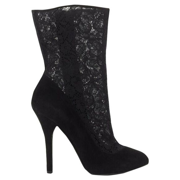 Dolce & Gabbana floral lace mesh suede bootie